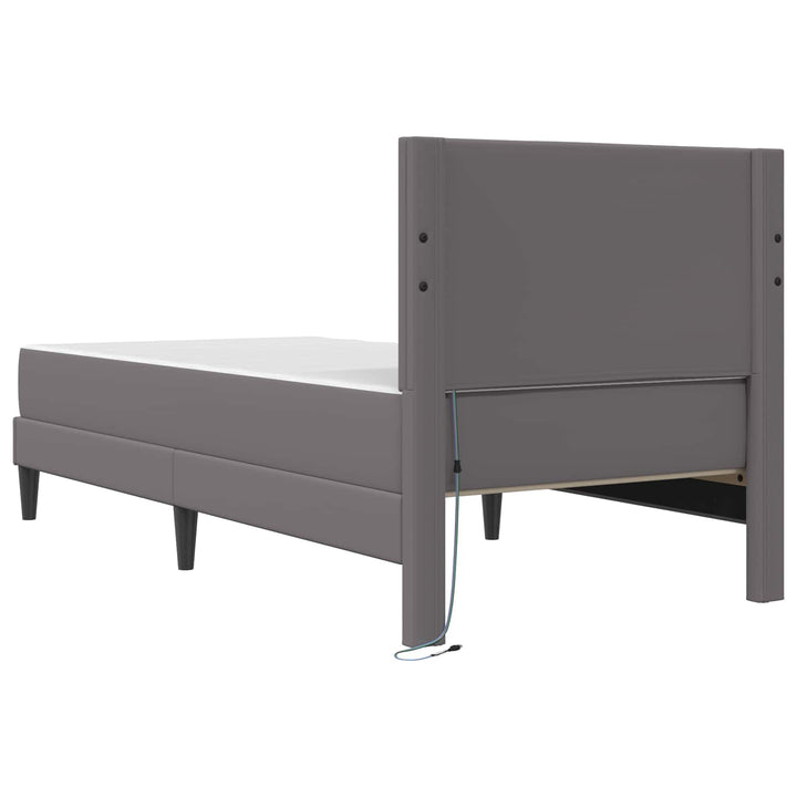 Sengestel med LED-lysstrimler Grå 90 x 190 cm Kunstlæder