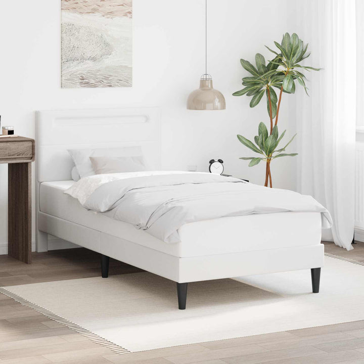 Sengestel med LED-lysstrimler Hvid 90 x 190 cm Kunstlæder