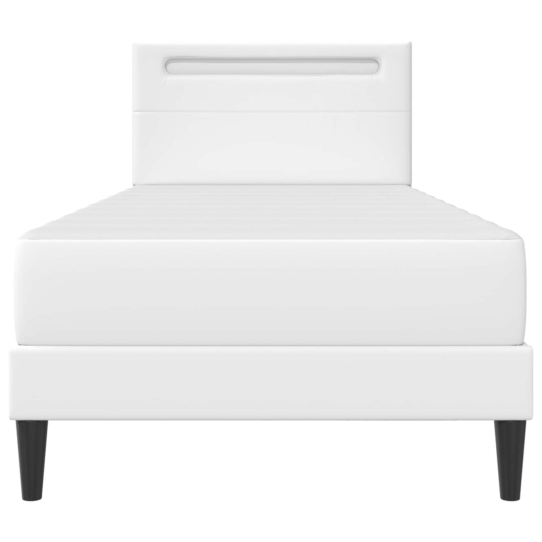 Sengestel med LED-lysstrimler Hvid 90 x 190 cm Kunstlæder