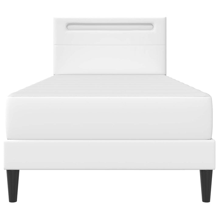 Sengestel med LED-lysstrimler Hvid 90 x 190 cm Kunstlæder