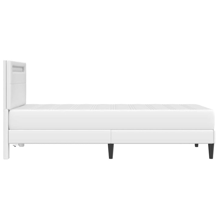 Sengestel med LED-lysstrimler Hvid 90 x 190 cm Kunstlæder