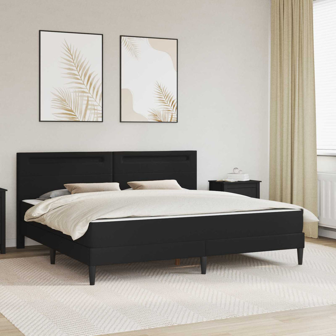 Sengestel med LED-lysstrimler Sort 180 x 200 cm Kunstlæder