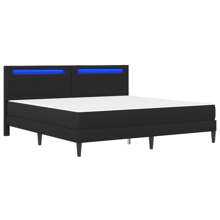 Sengestel med LED-lysstrimler Sort 180 x 200 cm Kunstlæder