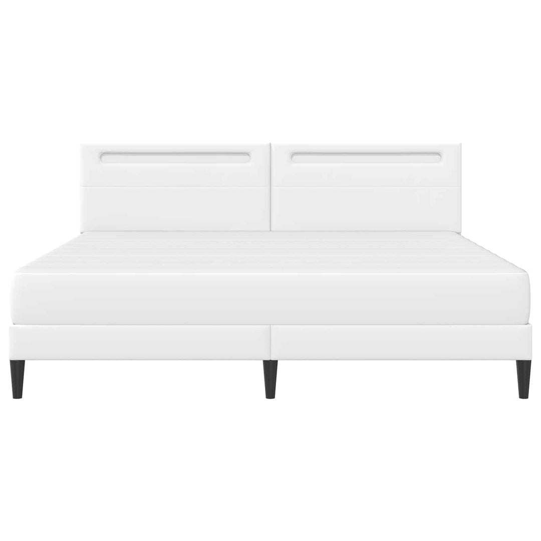 Sengestel med LED-lysstrimler Hvid 180 x 200 cm Kunstlæder
