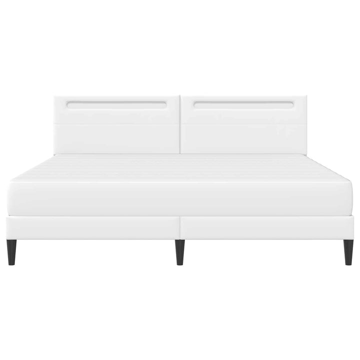 Sengestel med LED-lysstrimler Hvid 180 x 200 cm Kunstlæder