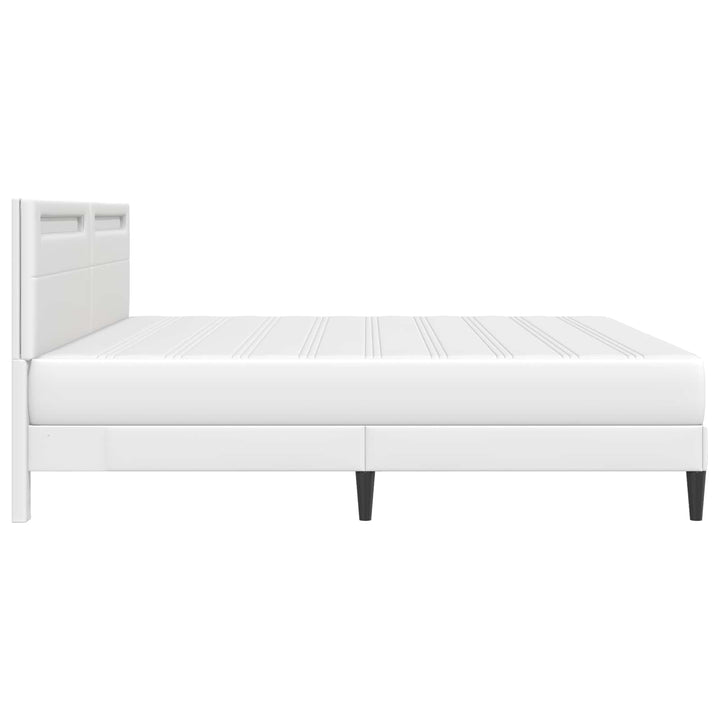 Sengestel med LED-lysstrimler Hvid 180 x 200 cm Kunstlæder