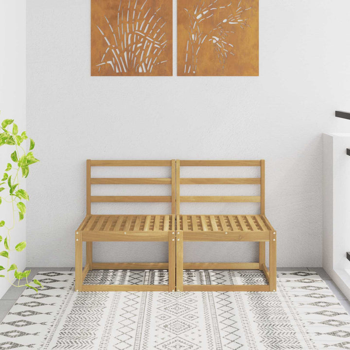 2 Stk Udendørs Mellem Sofa Massivt Akacietræ Hvid