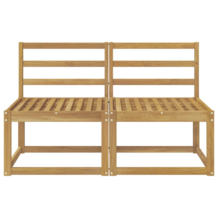 2 Stk Udendørs Mellem Sofa Massivt Akacietræ Hvid