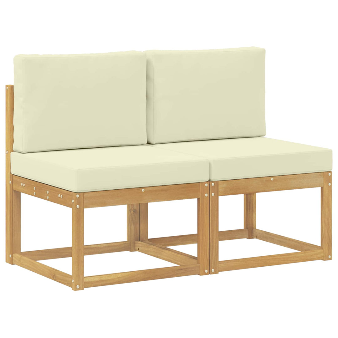 2 stk. Udendørs Mellem Sofa Massivt Akacietræ Hvid