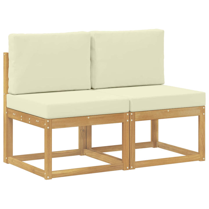 2 stk. Udendørs Mellem Sofa Massivt Akacietræ Hvid