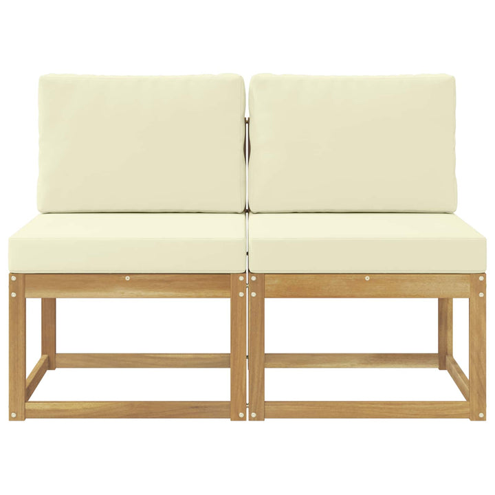 2 stk. Udendørs Mellem Sofa Massivt Akacietræ Hvid