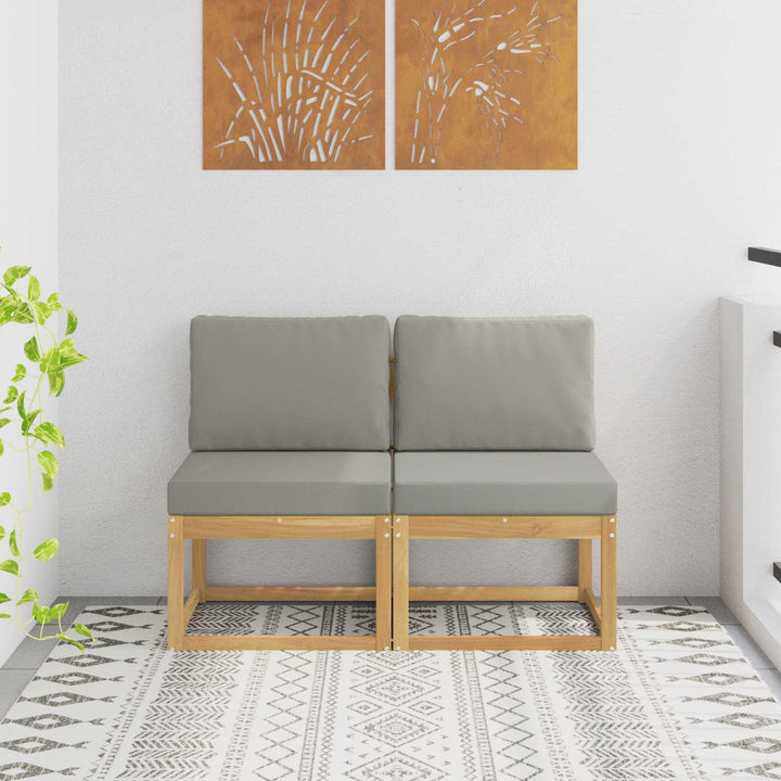 2 Stk Udendørs Mellem Sofa Massivt Akacietræ Hvid