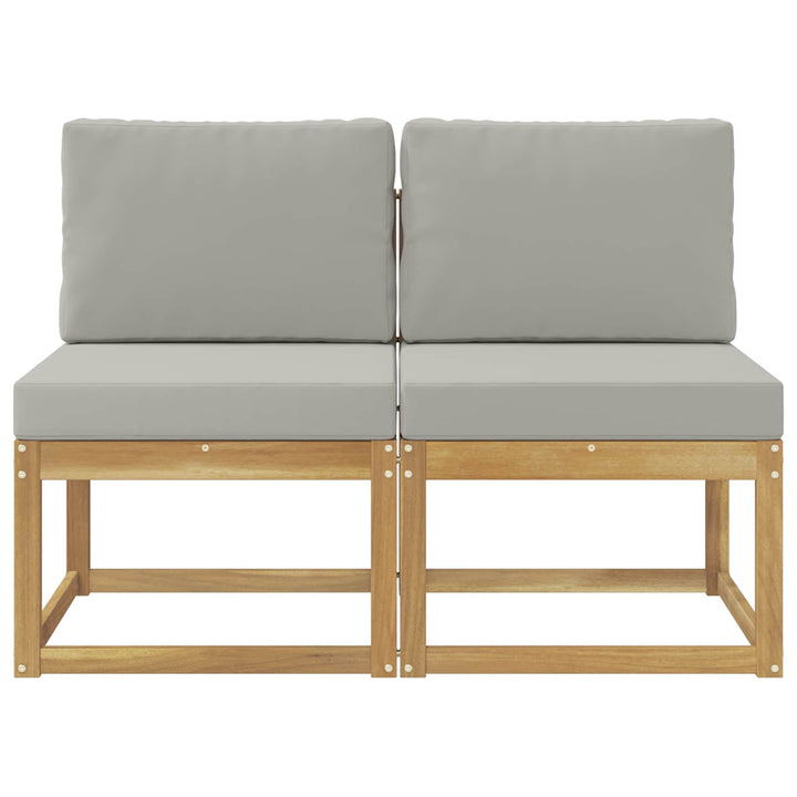 2 Stk Udendørs Mellem Sofa Massivt Akacietræ Hvid