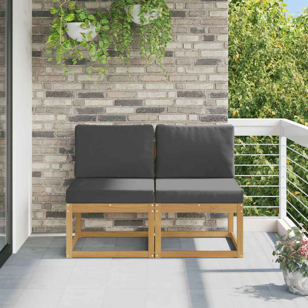 2 Stk Udendørs Mellem Sofa Massivt Akacietræ Hvid