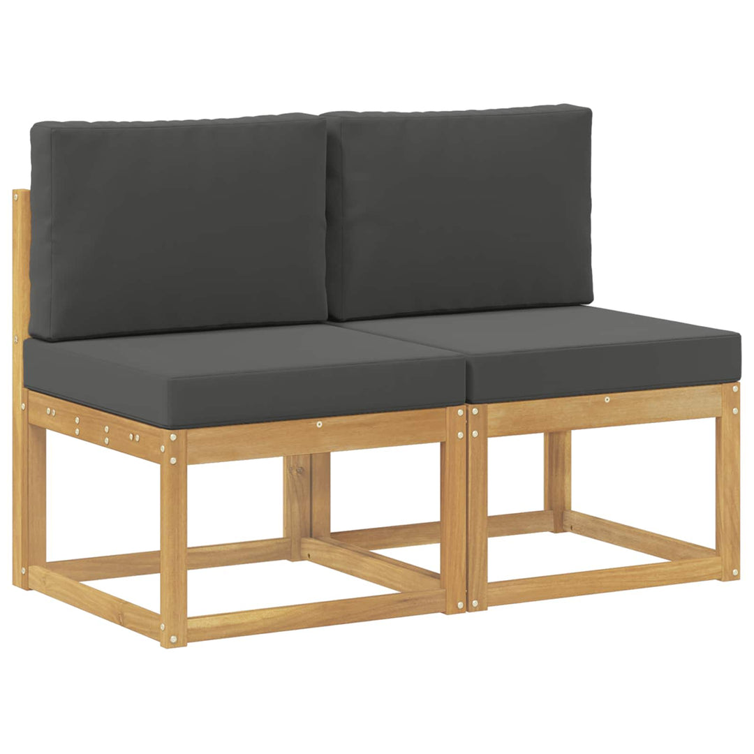 2 Stk Udendørs Mellem Sofa Massivt Akacietræ Hvid