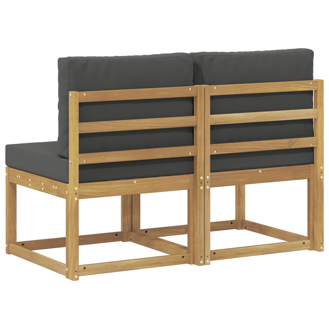 2 Stk Udendørs Mellem Sofa Massivt Akacietræ Hvid