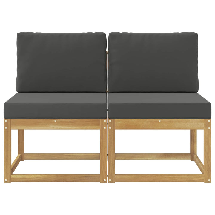 2 Stk Udendørs Mellem Sofa Massivt Akacietræ Hvid