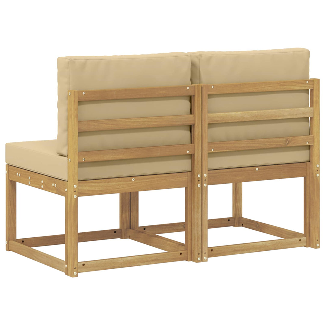 2 Stk Udendørs Mellem Sofa Massivt Akacietræ Hvid