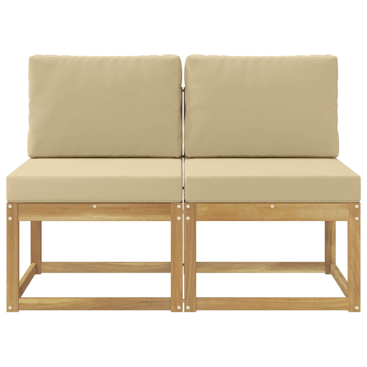 2 Stk Udendørs Mellem Sofa Massivt Akacietræ Hvid