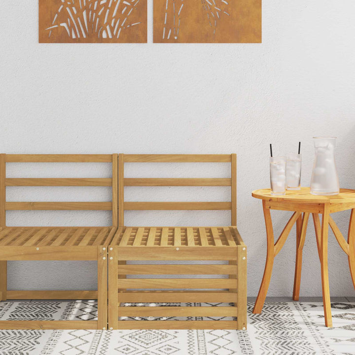 Udendørs Mellem Sofa Massivt Akacietræ Hvid 63 x 59 x 73 cm