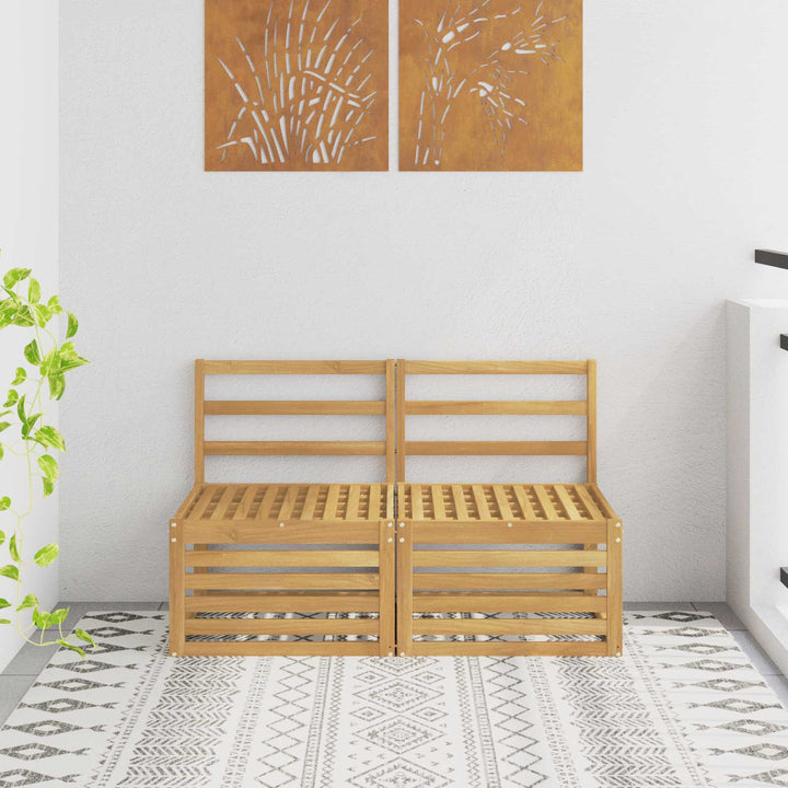 2 Stk Udendørs Mellem Sofa Massivt Akacietræ Hvid