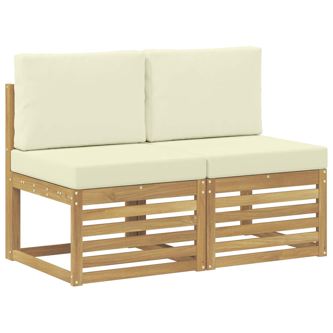 2 Stk Udendørs Mellem Sofa Massivt Akacietræ Hvid