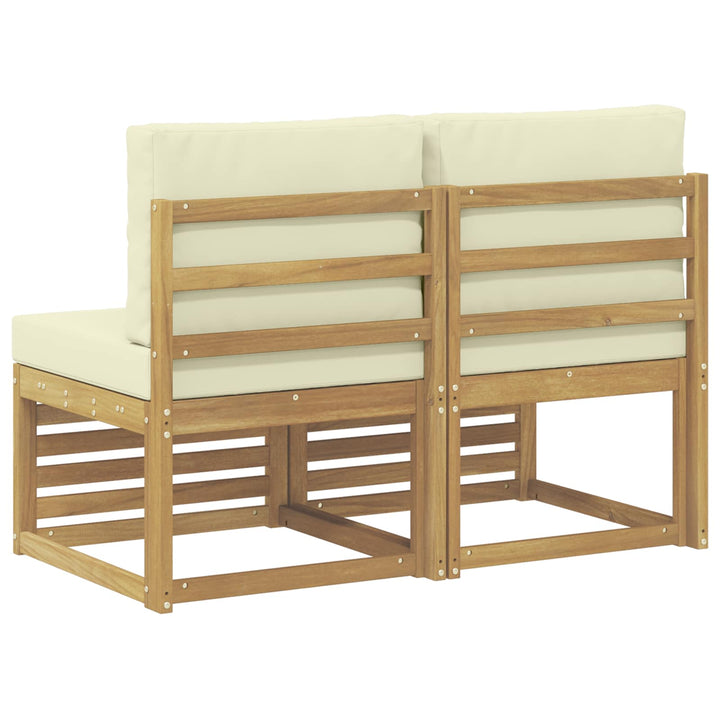 2 Stk Udendørs Mellem Sofa Massivt Akacietræ Hvid