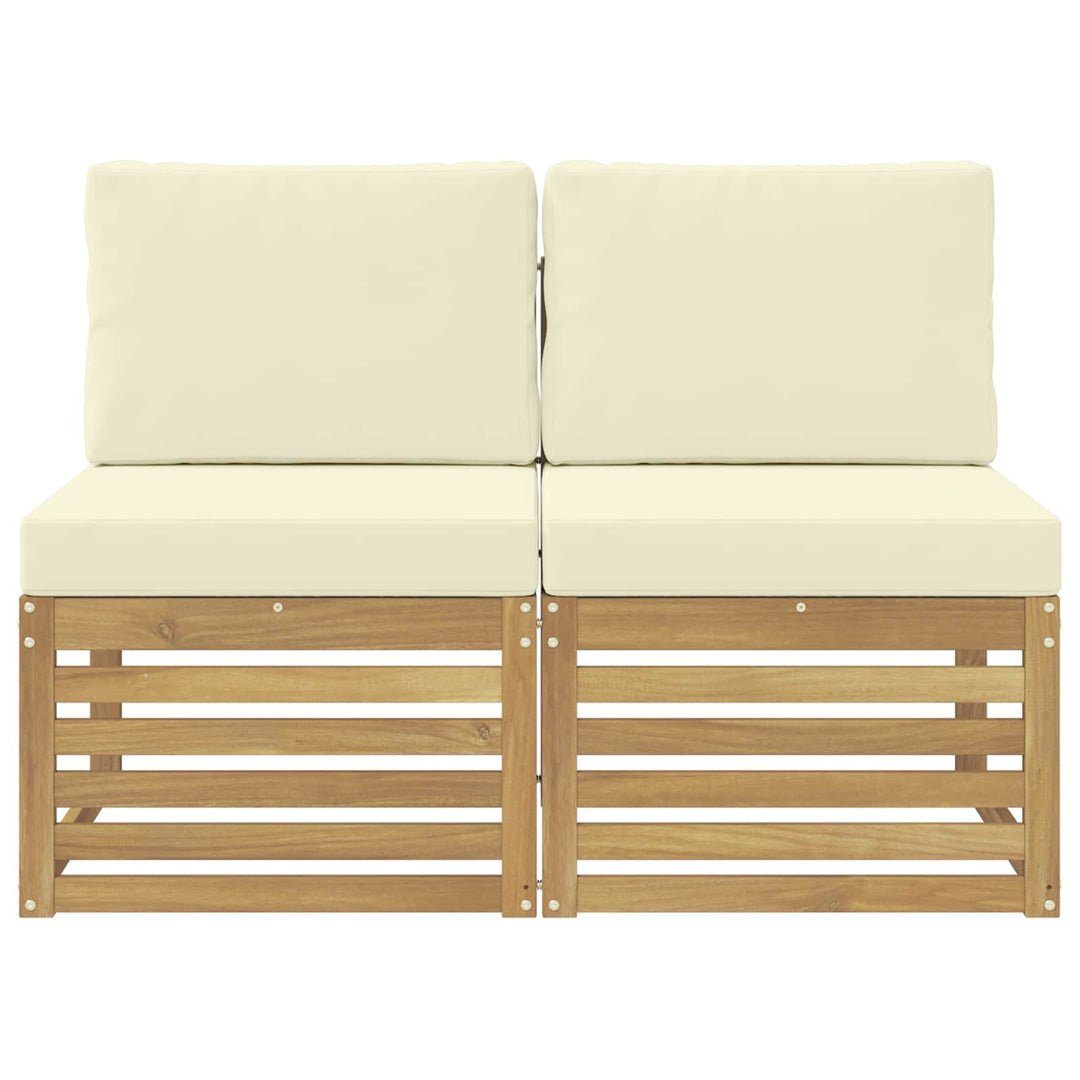 2 Stk Udendørs Mellem Sofa Massivt Akacietræ Hvid
