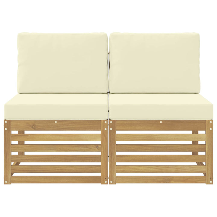 2 Stk Udendørs Mellem Sofa Massivt Akacietræ Hvid