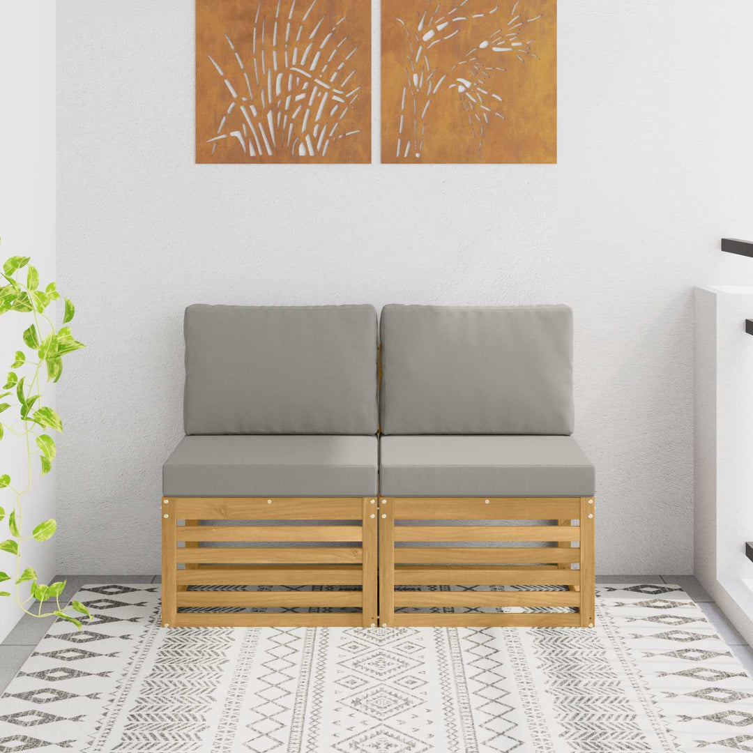 2 Stk Udendørs Mellem Sofa Massivt Akacietræ Hvid