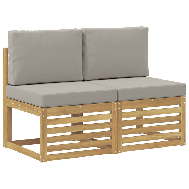 2 Stk Udendørs Mellem Sofa Massivt Akacietræ Hvid