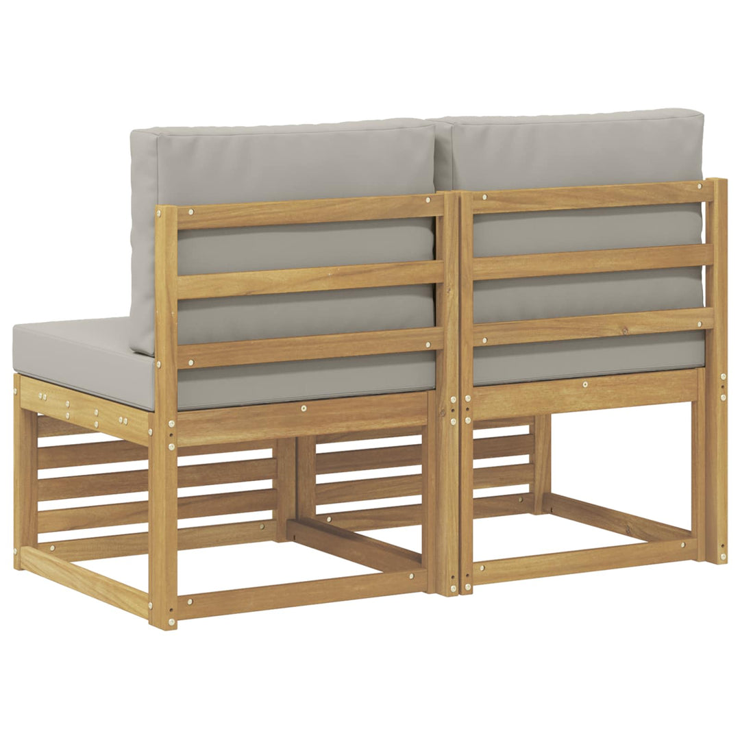 2 Stk Udendørs Mellem Sofa Massivt Akacietræ Hvid