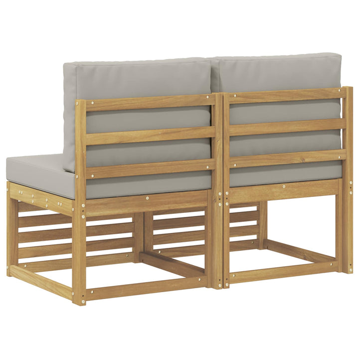 2 Stk Udendørs Mellem Sofa Massivt Akacietræ Hvid