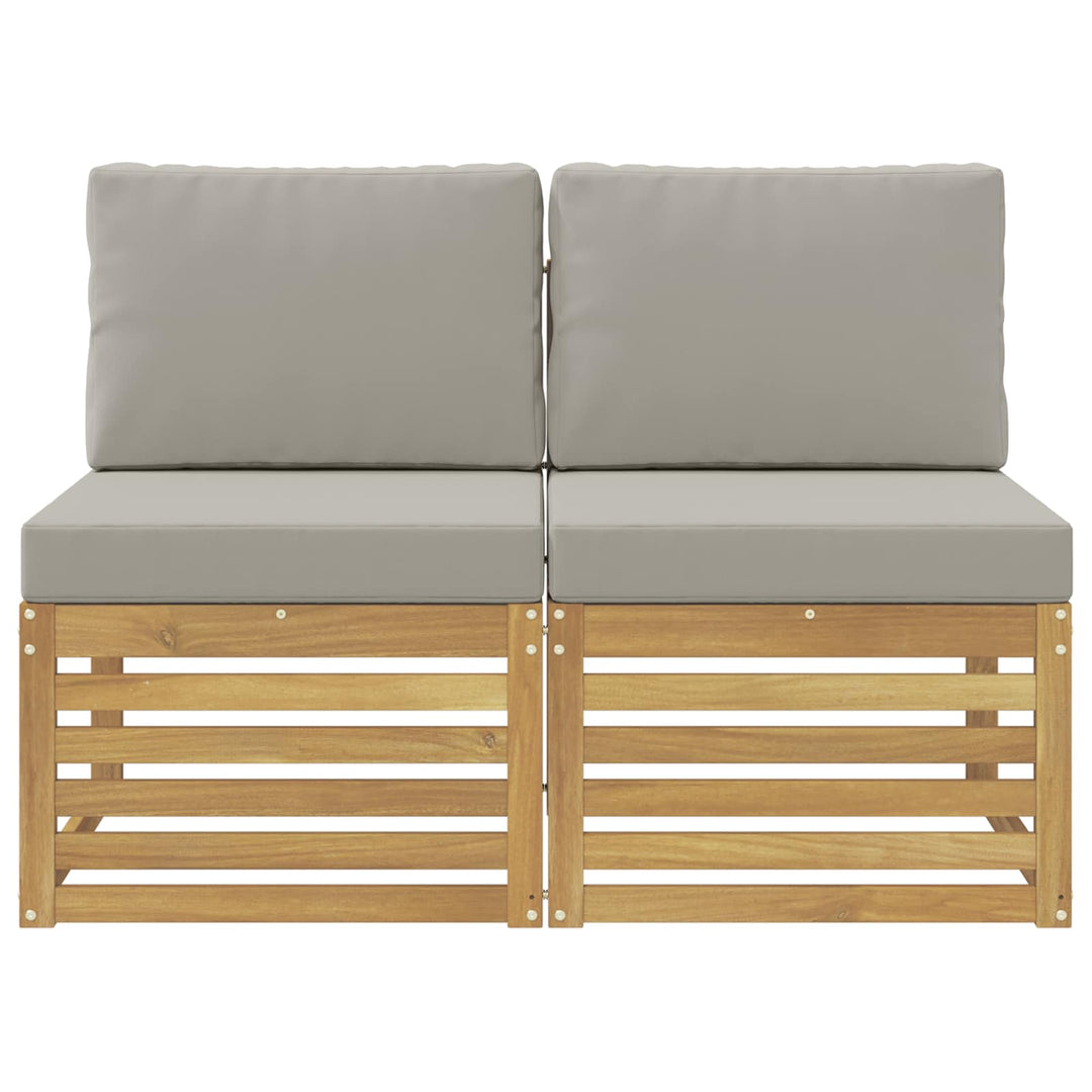 2 Stk Udendørs Mellem Sofa Massivt Akacietræ Hvid