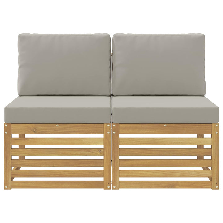 2 Stk Udendørs Mellem Sofa Massivt Akacietræ Hvid
