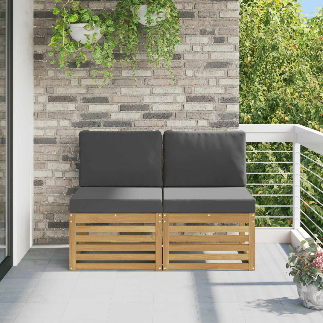 2 Stk Udendørs Mellem Sofa Massivt Akacietræ Hvid
