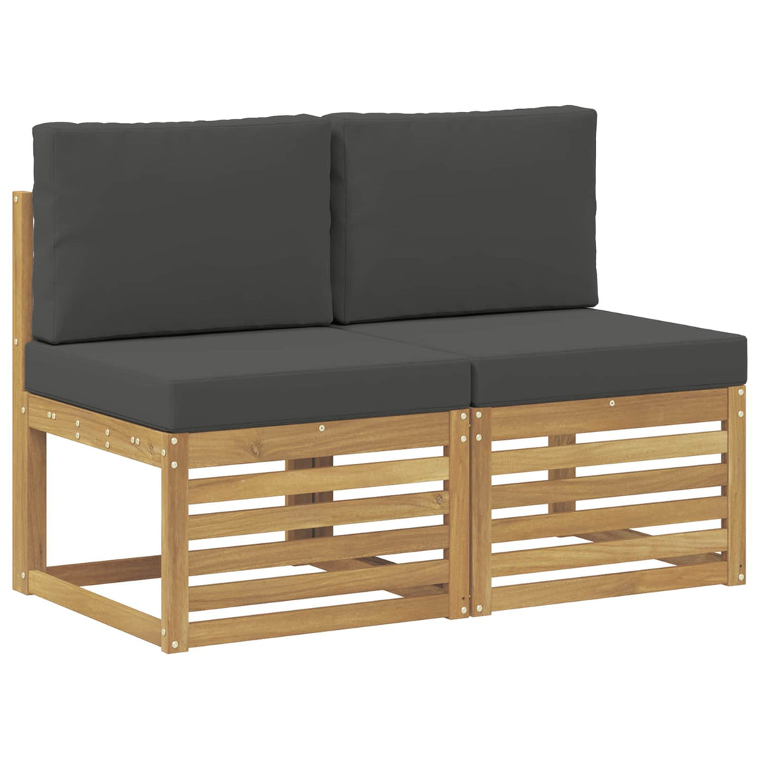 2 Stk Udendørs Mellem Sofa Massivt Akacietræ Hvid