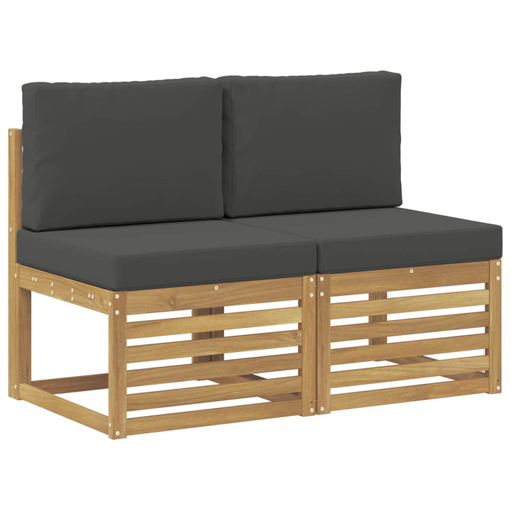 2 Stk Udendørs Mellem Sofa Massivt Akacietræ Hvid