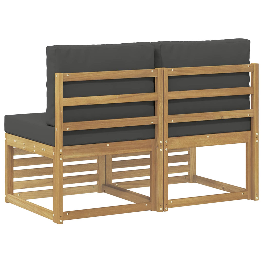 2 Stk Udendørs Mellem Sofa Massivt Akacietræ Hvid