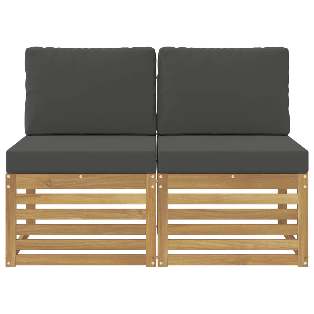 2 Stk Udendørs Mellem Sofa Massivt Akacietræ Hvid