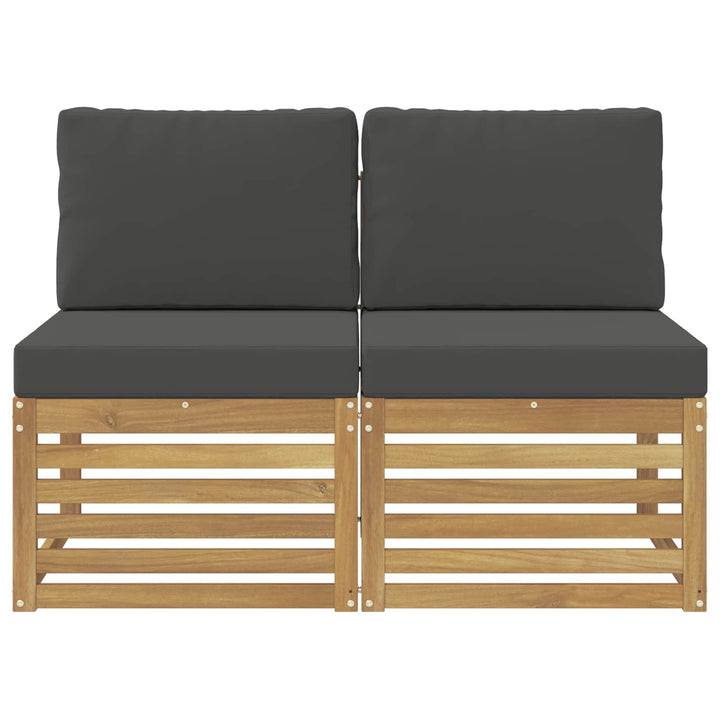 2 Stk Udendørs Mellem Sofa Massivt Akacietræ Hvid
