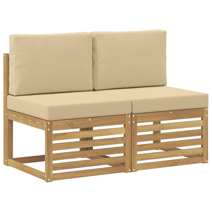2 Stk Udendørs Mellem Sofa Massivt Akacietræ Hvid