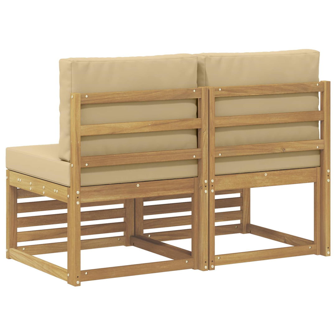 2 Stk Udendørs Mellem Sofa Massivt Akacietræ Hvid
