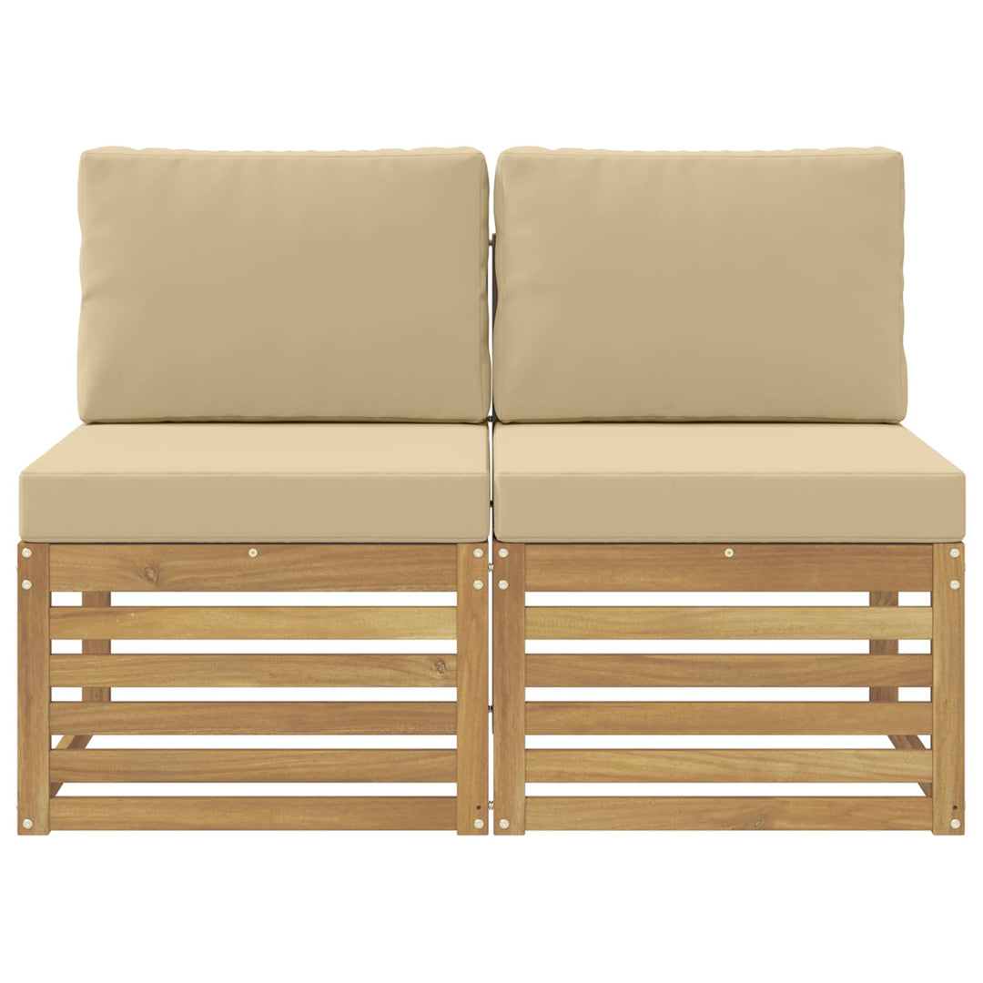 2 Stk Udendørs Mellem Sofa Massivt Akacietræ Hvid
