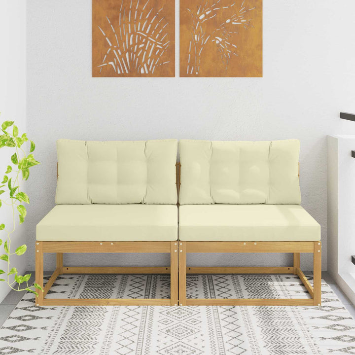 2 Stk Udendørs Mellem Sofa Polyester Hvid