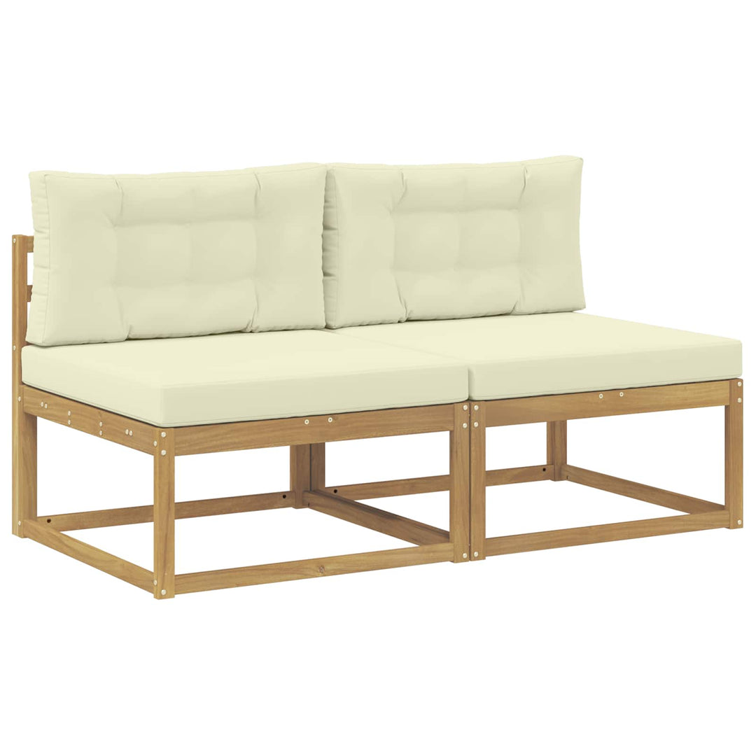 2 Stk Udendørs Mellem Sofa Polyester Hvid