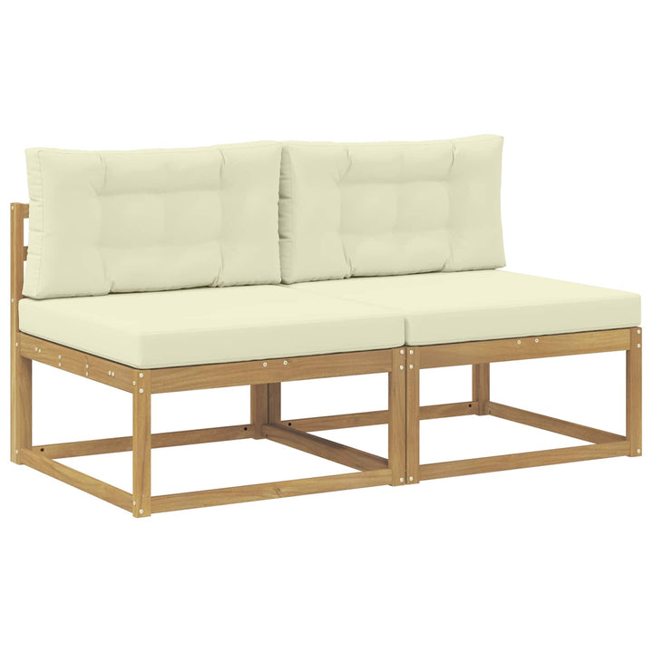 2 Stk Udendørs Mellem Sofa Polyester Hvid