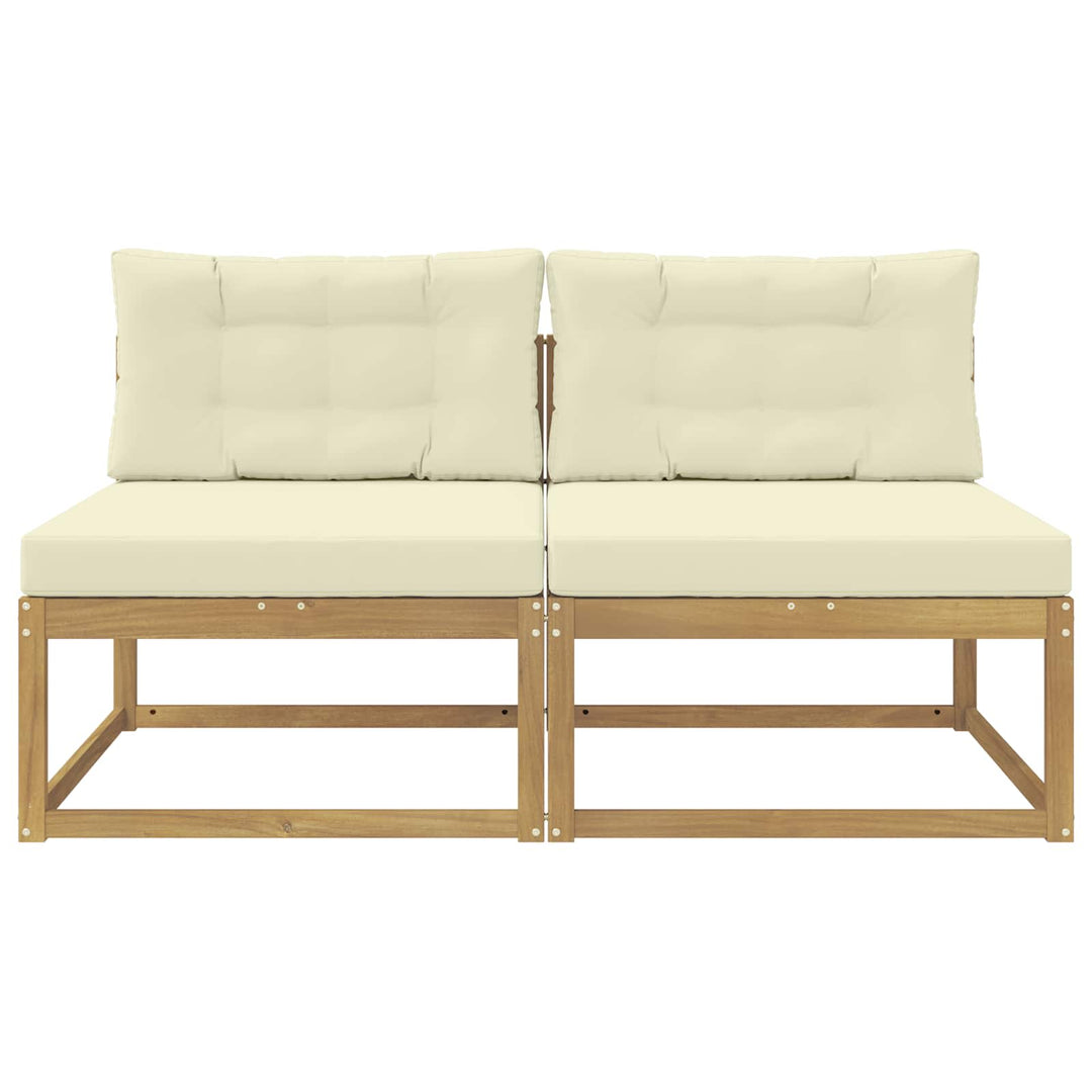 2 Stk Udendørs Mellem Sofa Polyester Hvid