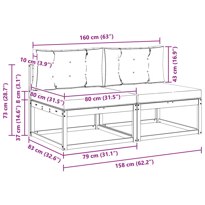 2 Stk Udendørs Mellem Sofa Polyester Hvid