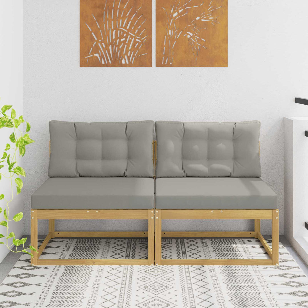 2 Stk Udendørs Mellem Sofa Polyester Hvid